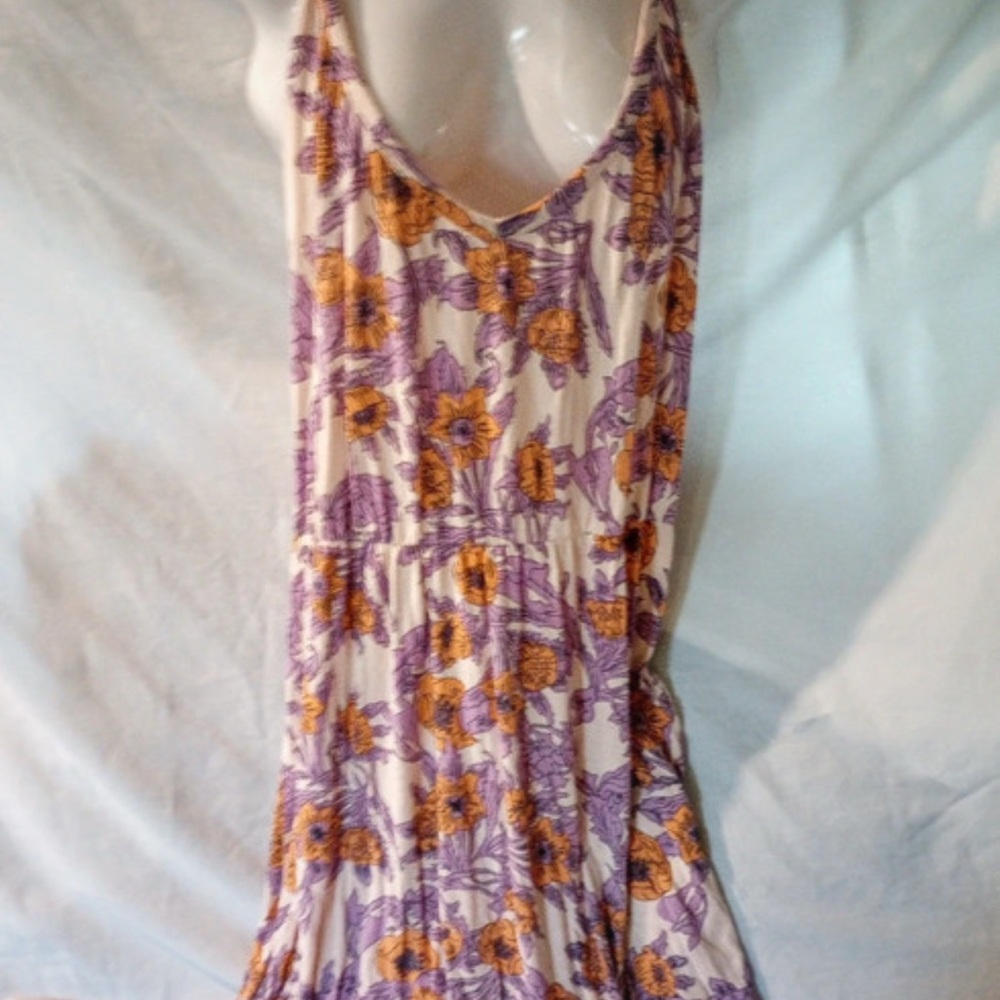 H&M pink floral print tank dress size medium
